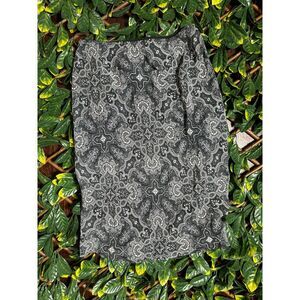 Vintage The Limited SILK Black Gray Paisley Knee Length Skirt Size Small